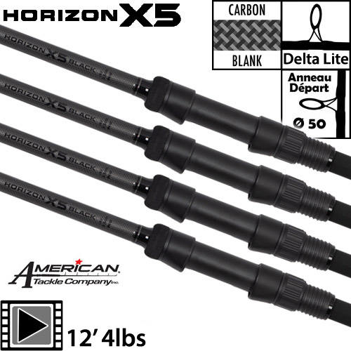 Canne Fox Horizon X5 Black 50mm 12' 4lbs (les 4)