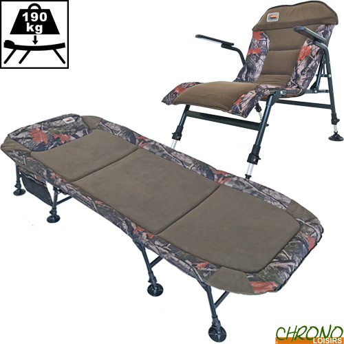 Lit De Camp/Chaise Longue De Pêche MK Flatsize X Pro - King Size 92x207 Cm, Capacité 180 Kg, Pliable | Pour Pêche à La Carpe, Camping