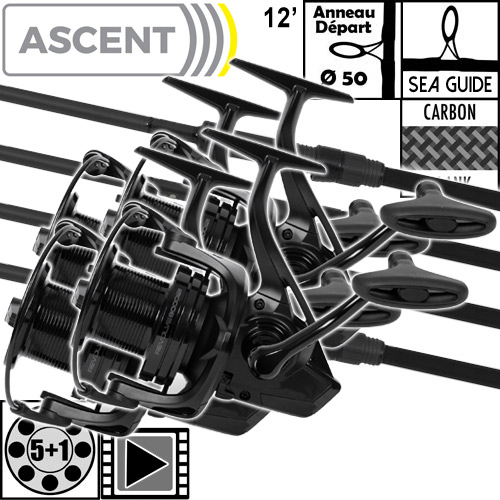 Ensemble Avid Carp Ascent 50mm 12' 4lbs Full Shrink Revolve 8000FD (les 4)