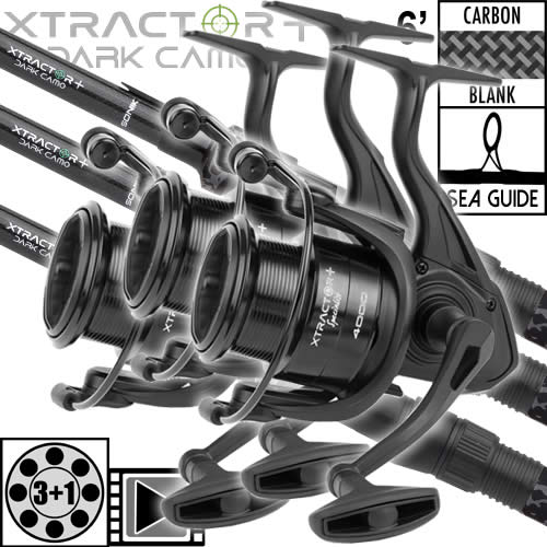Ensemble Sonik Xtractor+ Dark Camo 6' 3lbs Specialist 4000 (les 3)