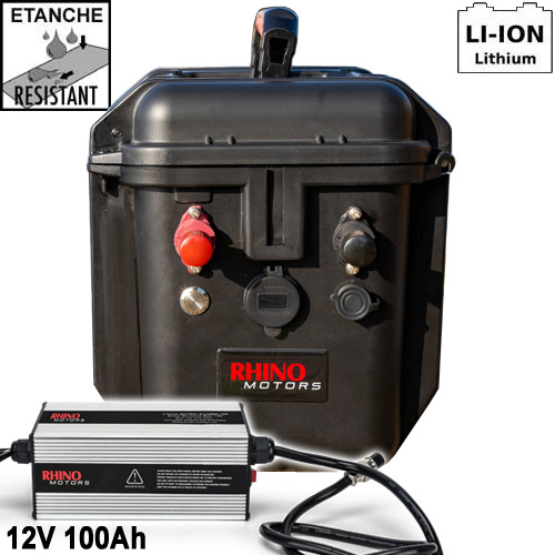 Batterie Lithium Rhino Outdoor Box 12V 100ah + Chargeur 12v 15Ah