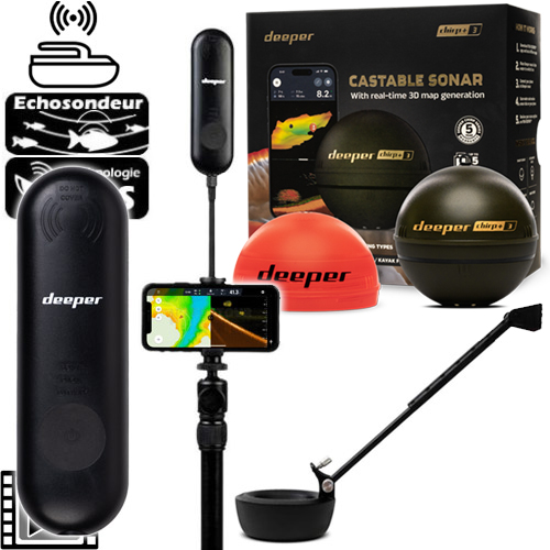 Kit Sondeur Bateau Amorceur Deeper CHIRP+ 3D + Amplificateur Wifi