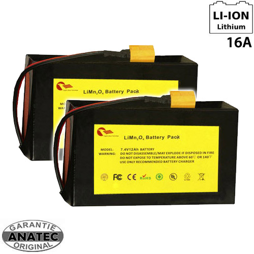 Batterie Lithium Anatec 7.4V 16Ah (les 2)