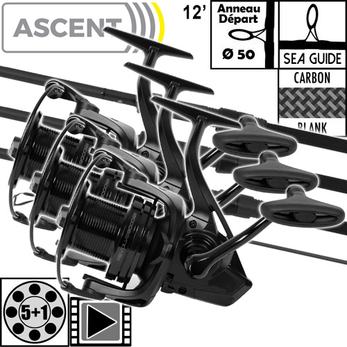Ensemble Avid Carp Ascent 50mm 12' 4lbs Full Shrink Revolve 8000FD (les 3)