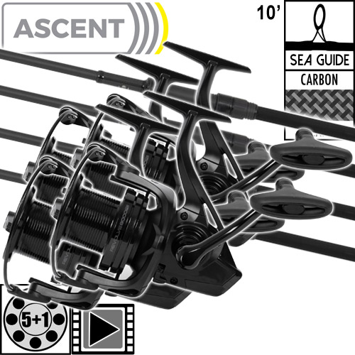 Ensemble Avid Carp Ascent 10' 3.5lbs Rétractable Full Shrink Revolve 8000FD (les 4)