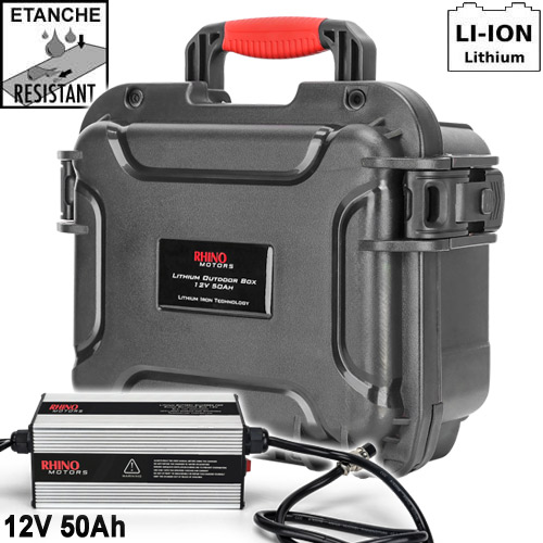 Batterie Lithium Rhino Outdoor Box 12V 50ah + Chargeur 12v 15Ah